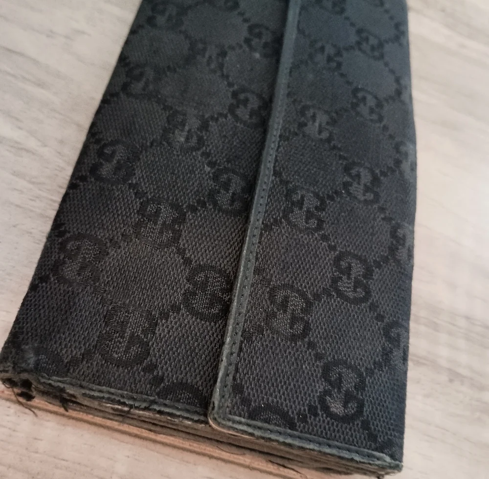 Authentic Gucci Denim Black GG Supreme Long Wallet